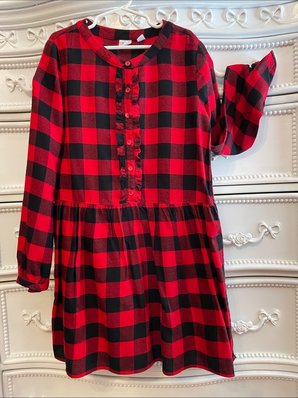 GAP KIDS flannel dress Girls medium Red and Black Buffalo Plaid